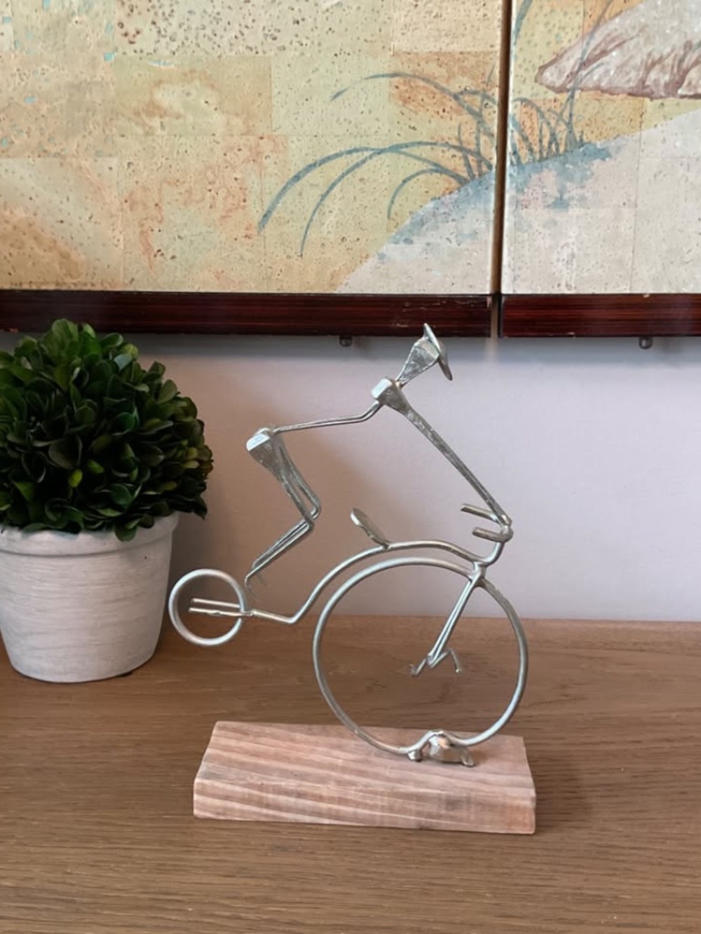 Metal & Wood Bicycle Sculpture Art Piece